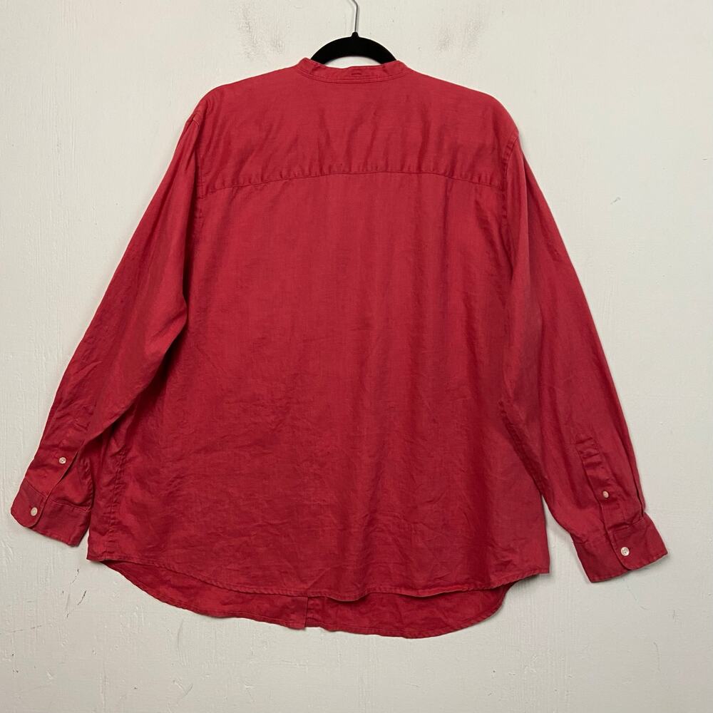 Ralph Lauren Women's 100% Linen Red Pintuck Mandarin Collar Blouse Top Size 2X - Picture 8 of 12